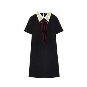 Zara BOW DRESS Dress with lapel collar, tie, and short sleeves Size Small